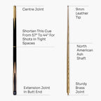 Jonny 8 Ball adjustable 57-inch 3-piece cue and hard case Cue + Case