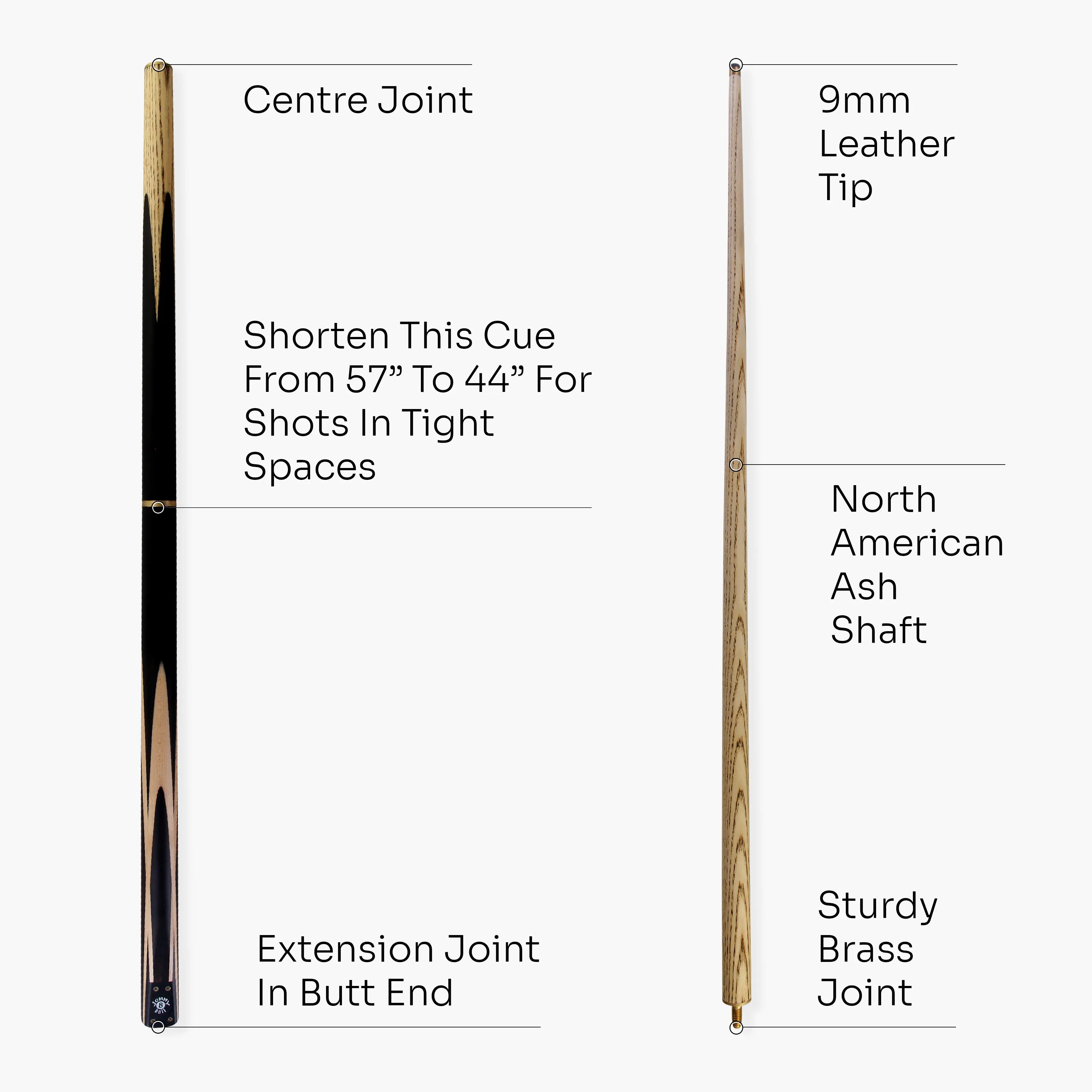 Jonny 8 Ball adjustable 57-inch 3-piece cue and hard case Cue + Case