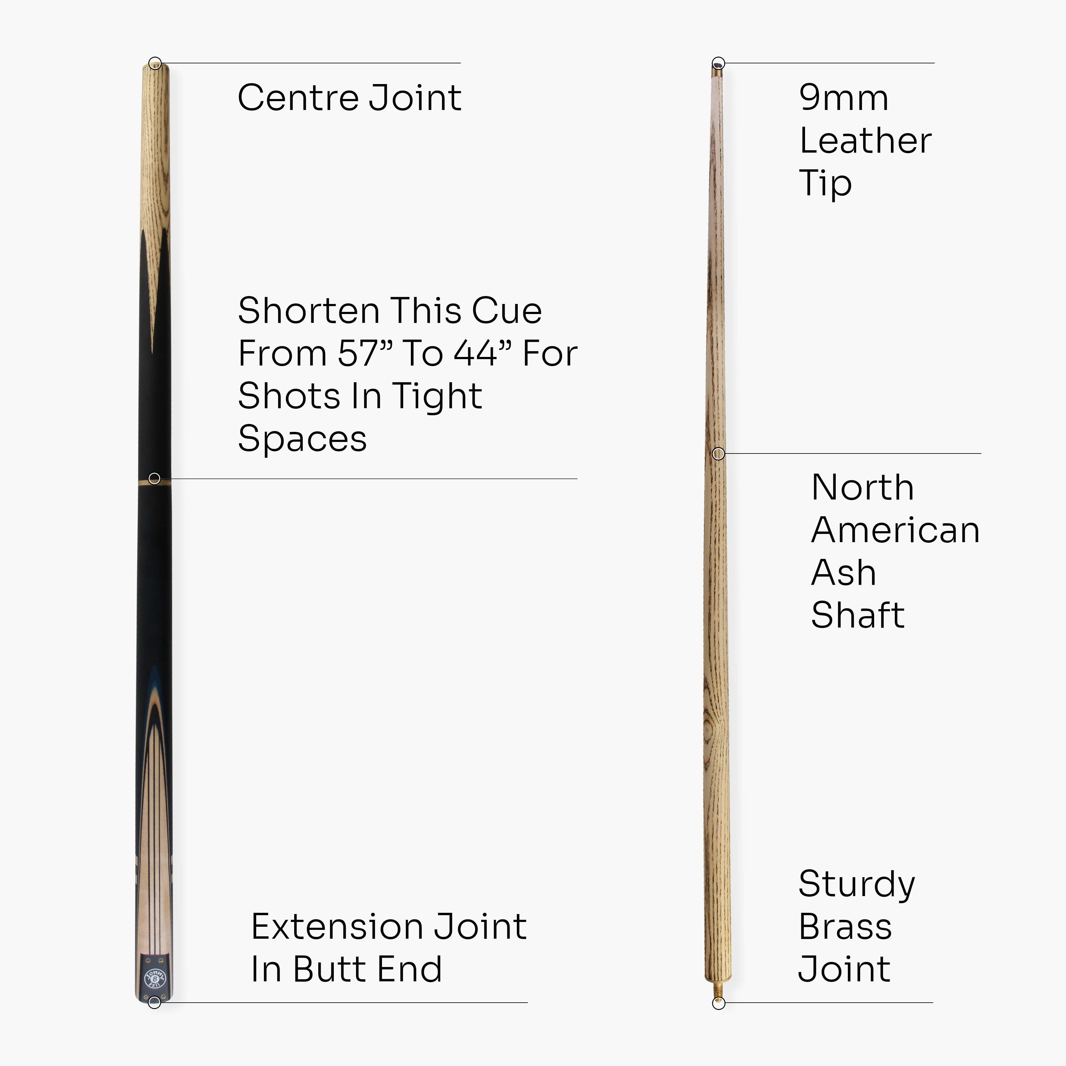 Jonny 8 Ball adjustable 57-inch 3-piece cue Cue + Case