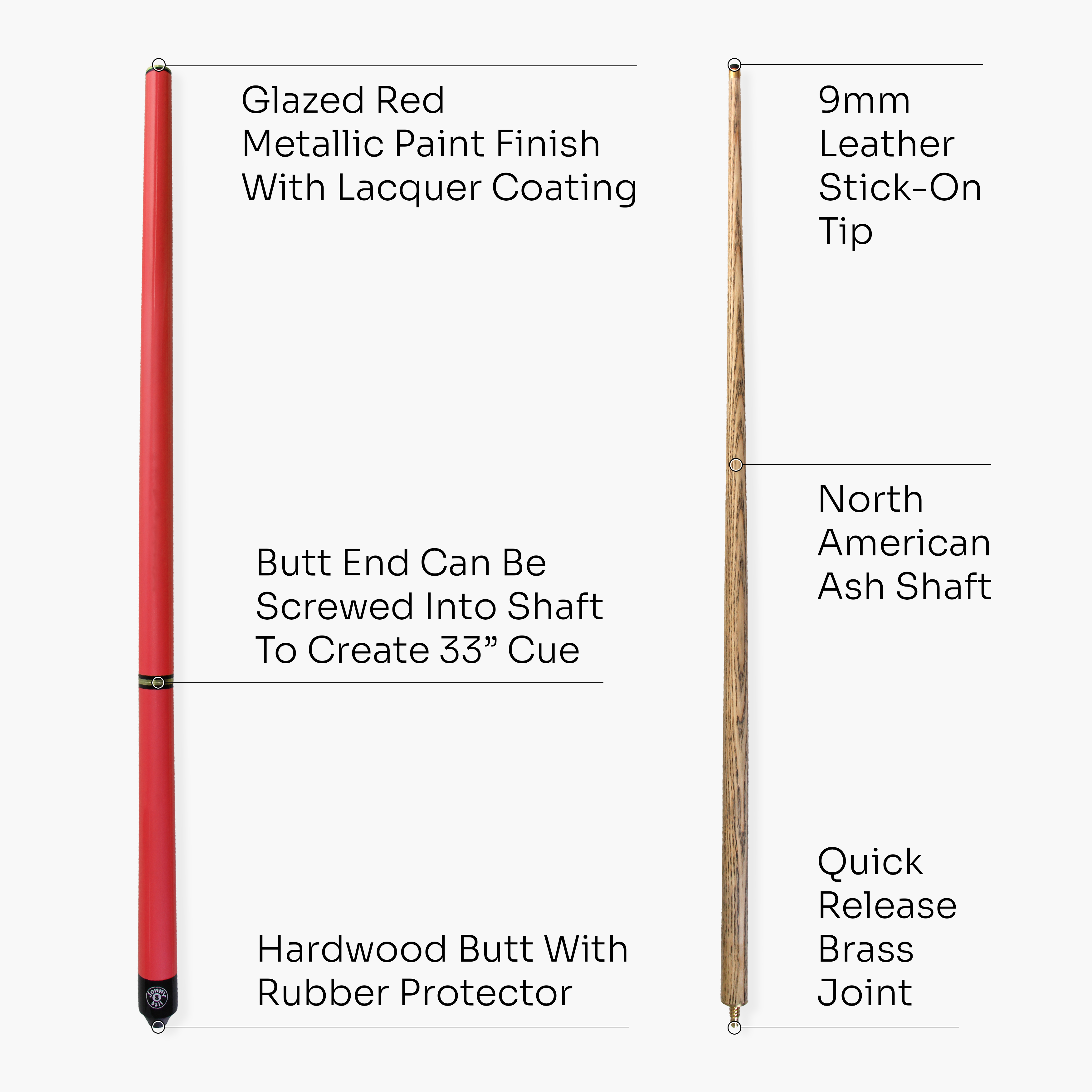 Jonny 8 Ball Triad 48-inch junior 3-piece cue Cue + Case