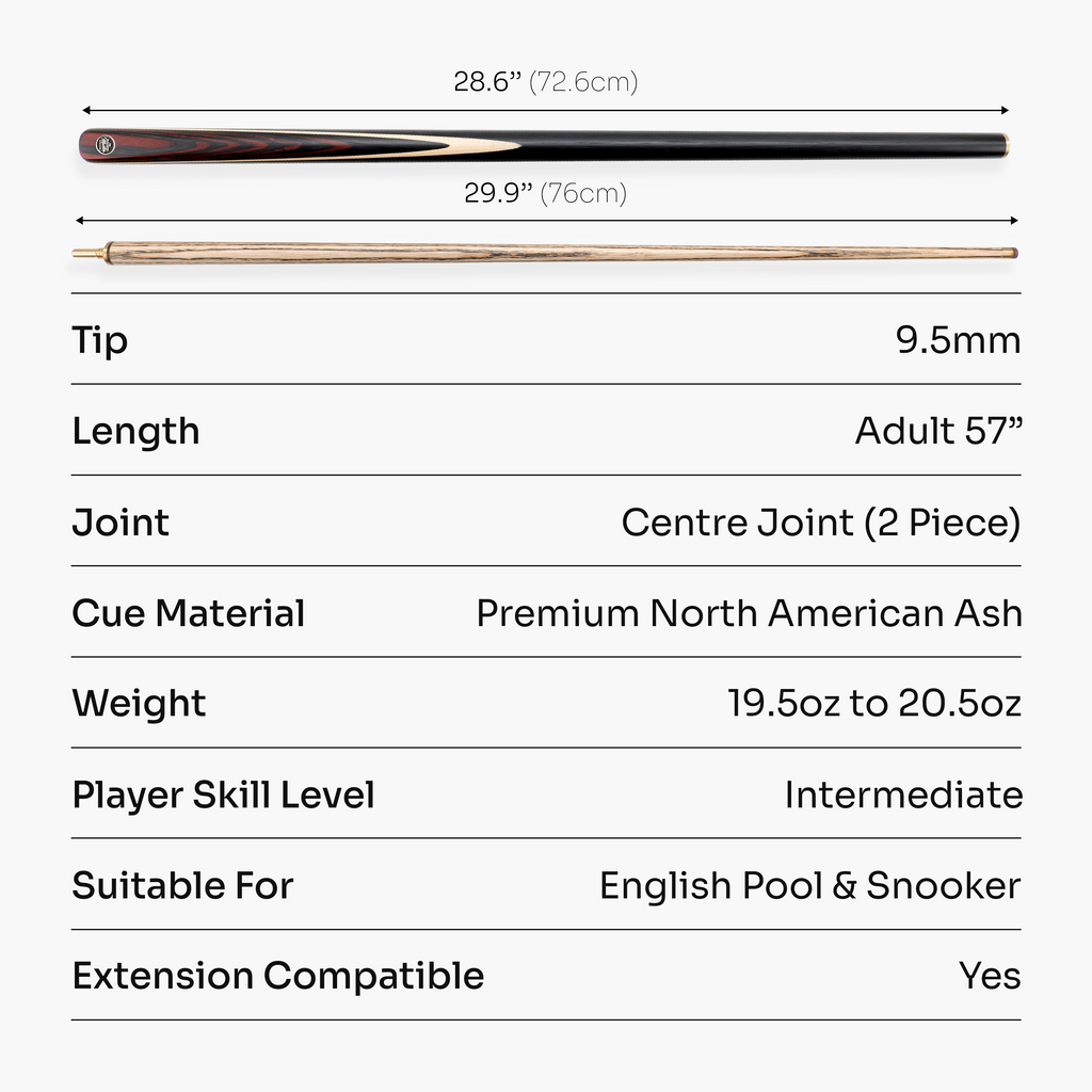 Baize Master Blackline Classic 2-piece snooker cue Cue + Case
