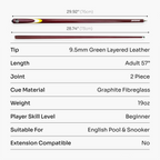 Jonny 8 Ball Inferno 2-piece graphite cue Cue + Case