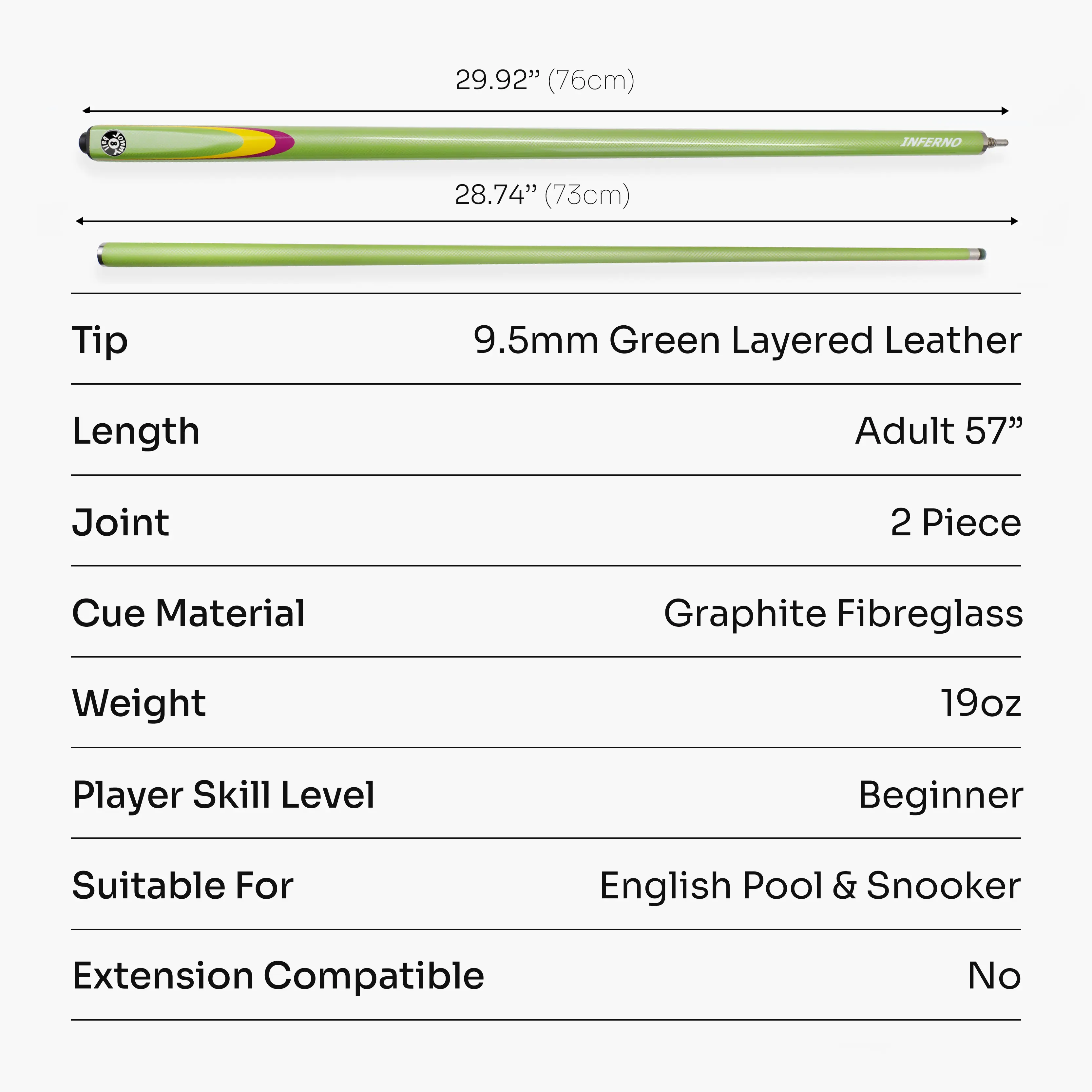 Jonny 8 Ball Inferno 2-piece graphite cue Cue + Case