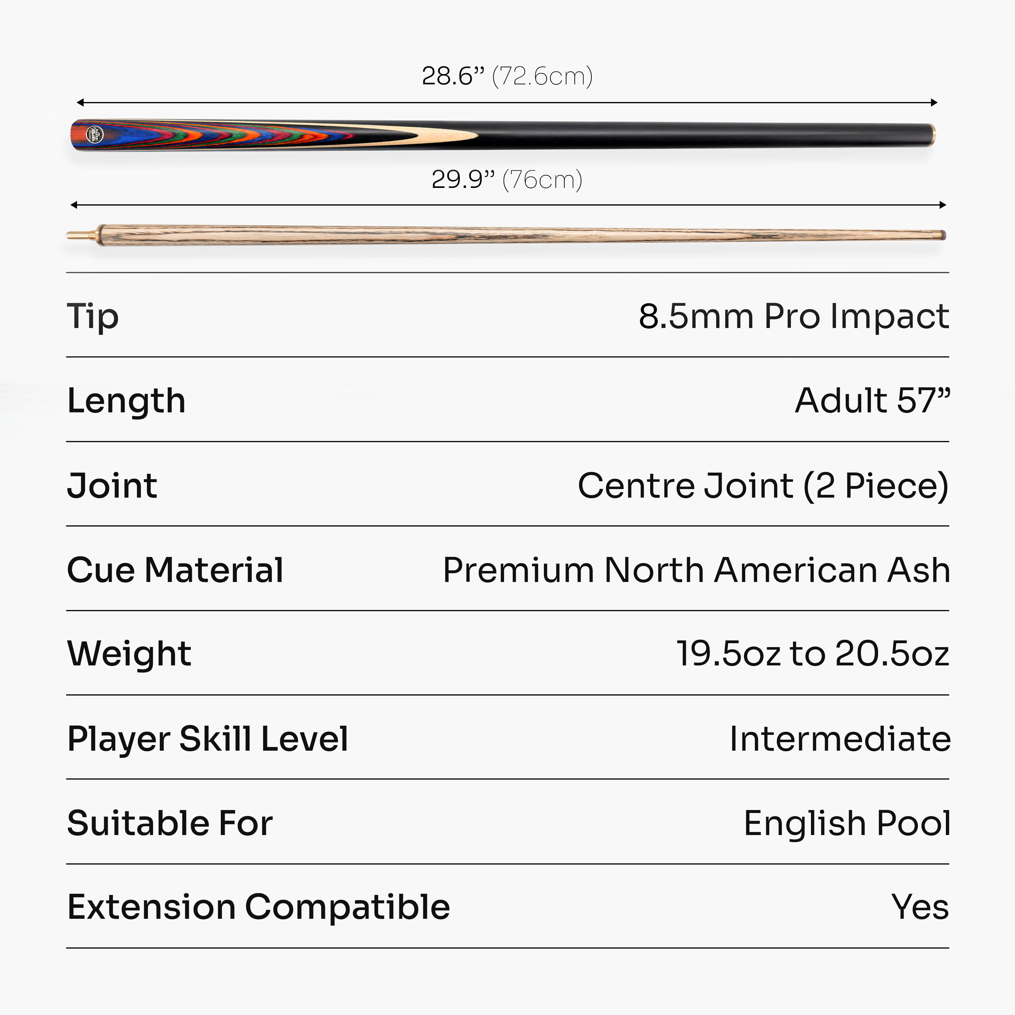 Baize Master Blackline Classic pool cue and case set Cue + Case