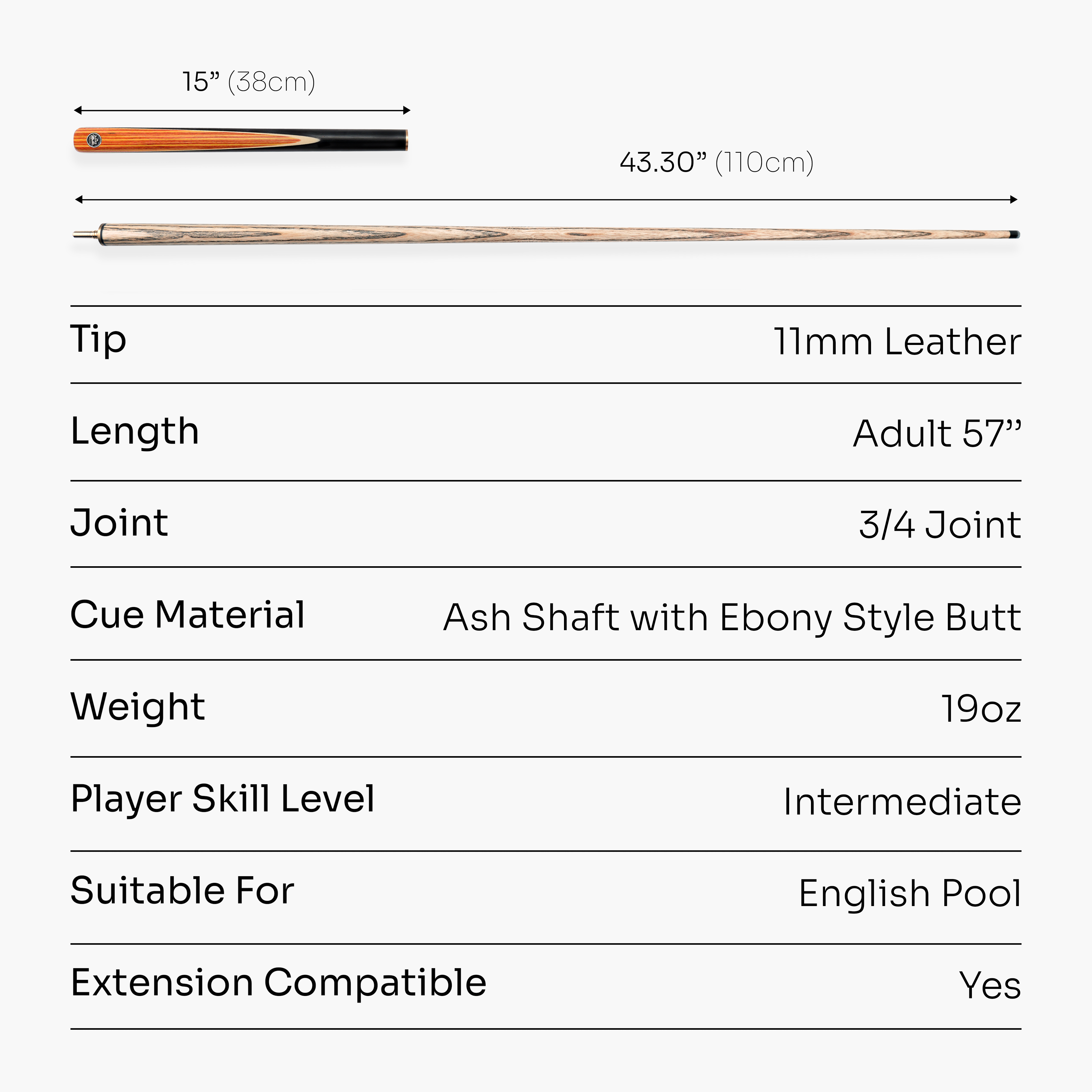 Baize Master Tan Crusher 57-inch pool break cue Cue + Case