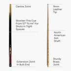 Jonny 8 Ball adjustable 57-inch 3-piece cue Cue + Case
