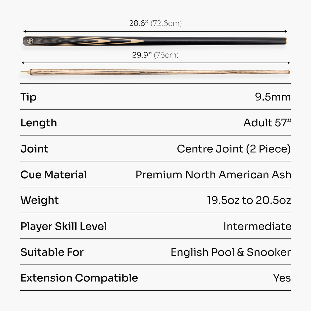 Baize Master Blackline Classic 2-piece snooker cue Cue + Case