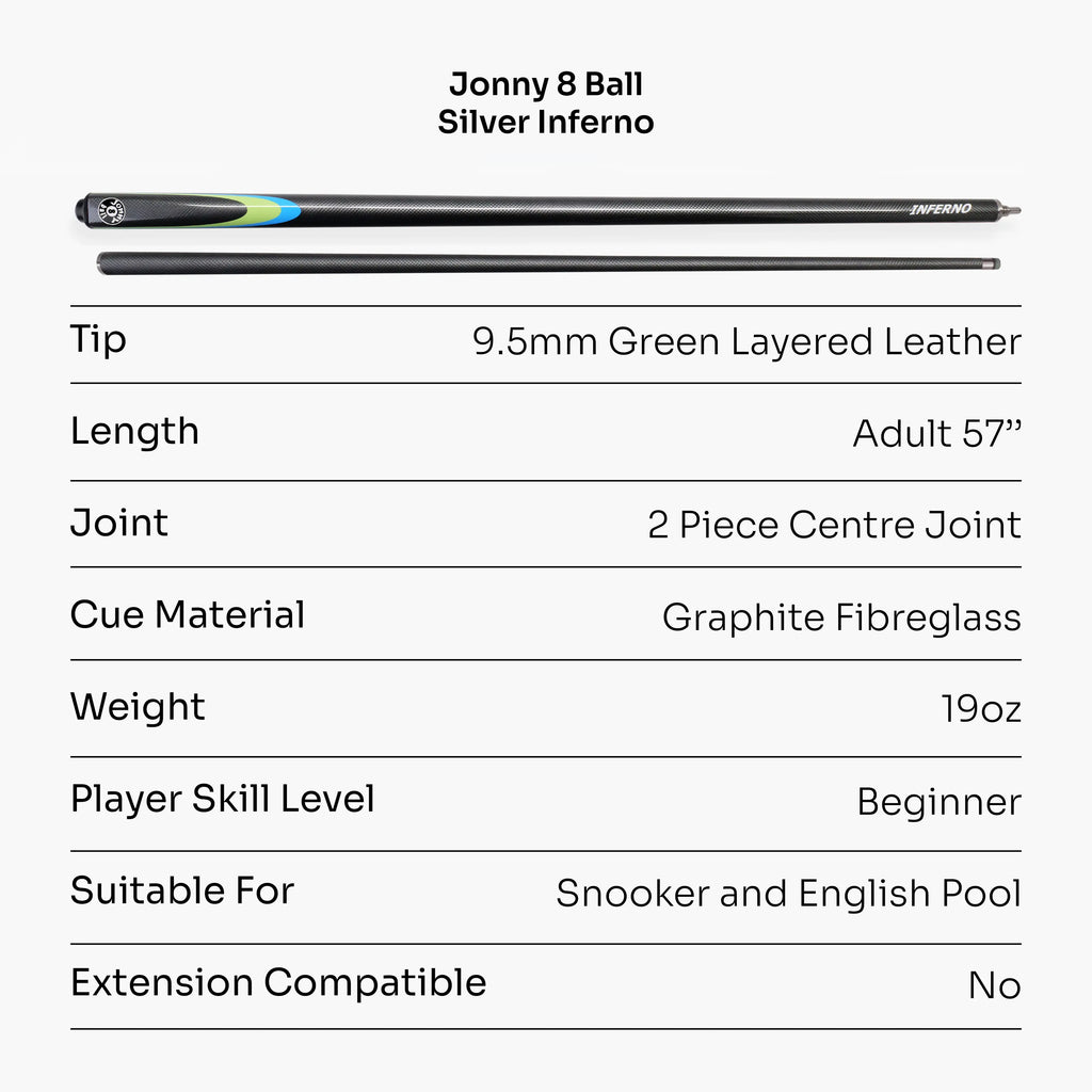 Jonny 8 Ball Inferno 2-piece graphite cue Cue + Case