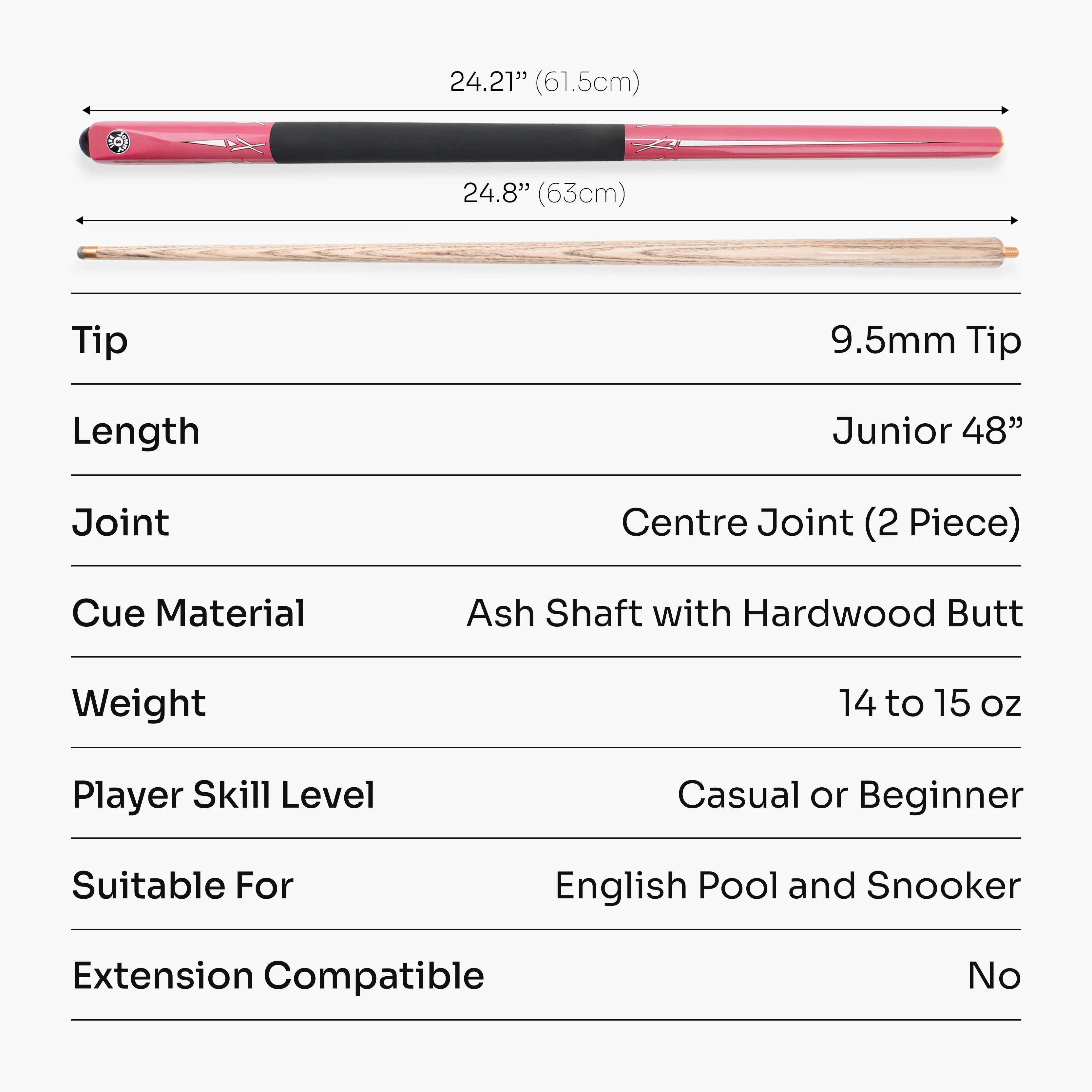 Jonny 8 Ball Pink Torpedo 48-inch junior cue Cue + Case