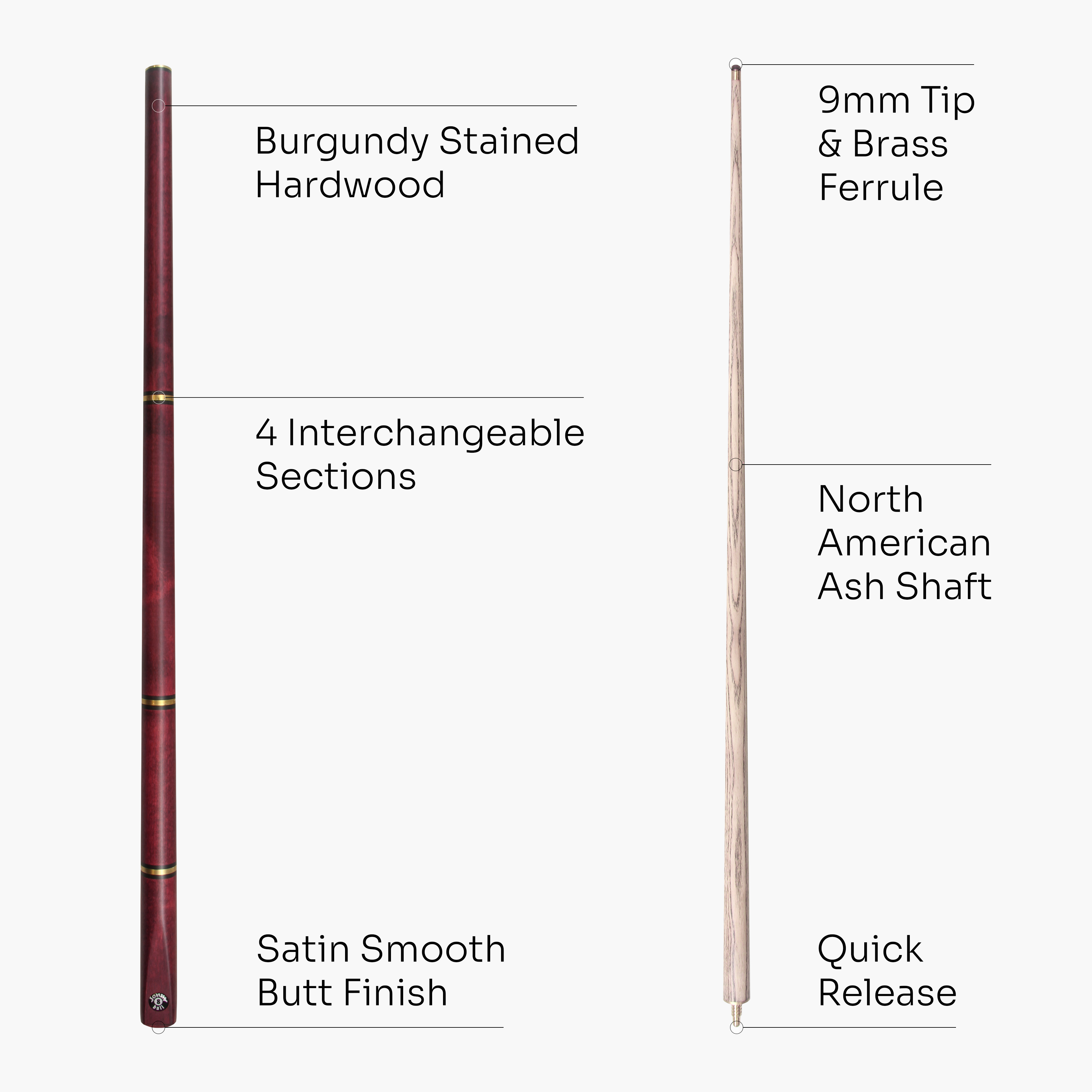 Jonny 8 Ball Combi adjustable 5-piece cue Cue + Case