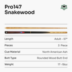 PRO147 Snakewood 57-inch cue and case set