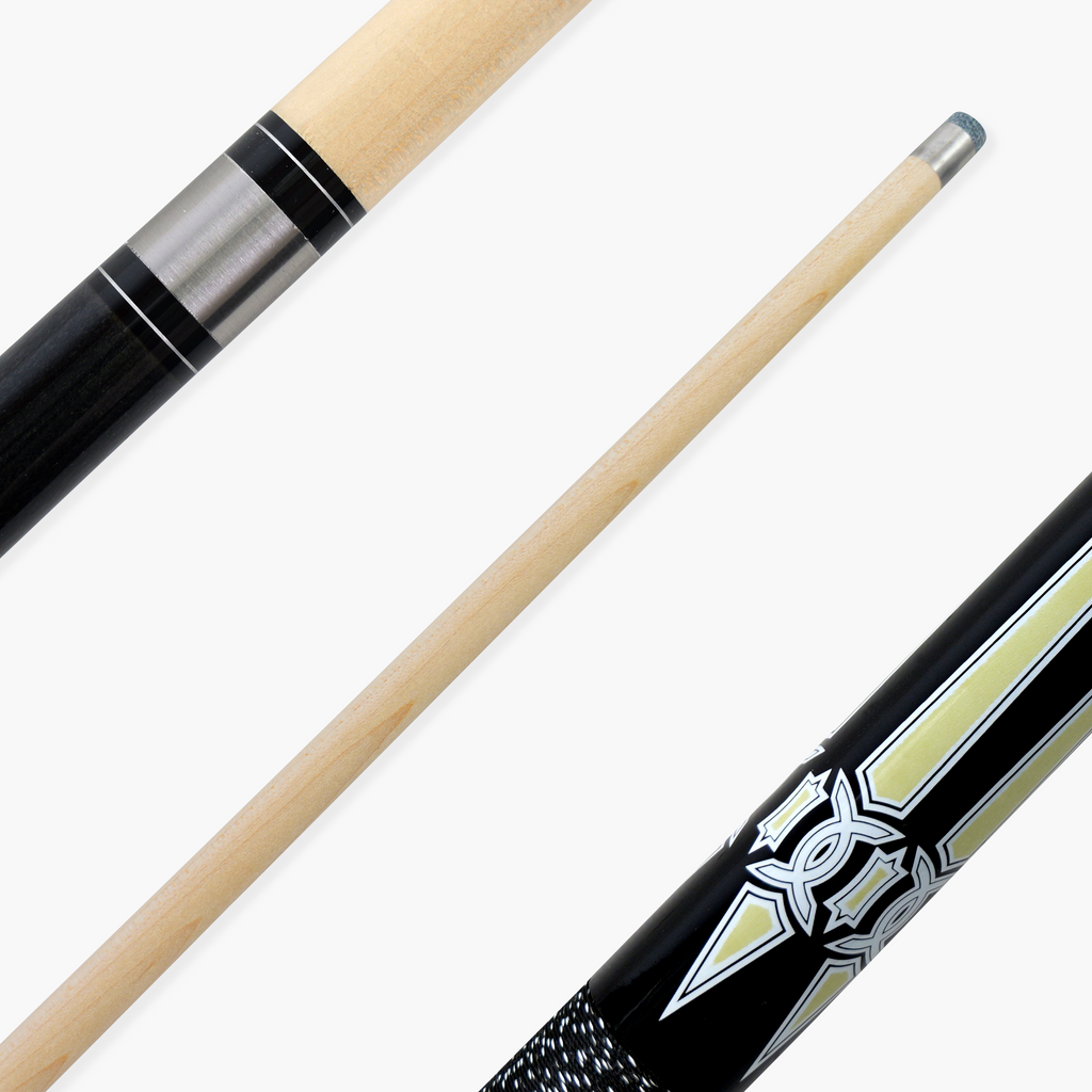 Jonny 8 Ball Geometric 57 Inch 2 Piece Snooker Pool Cue 10mm Tip Cue + Case