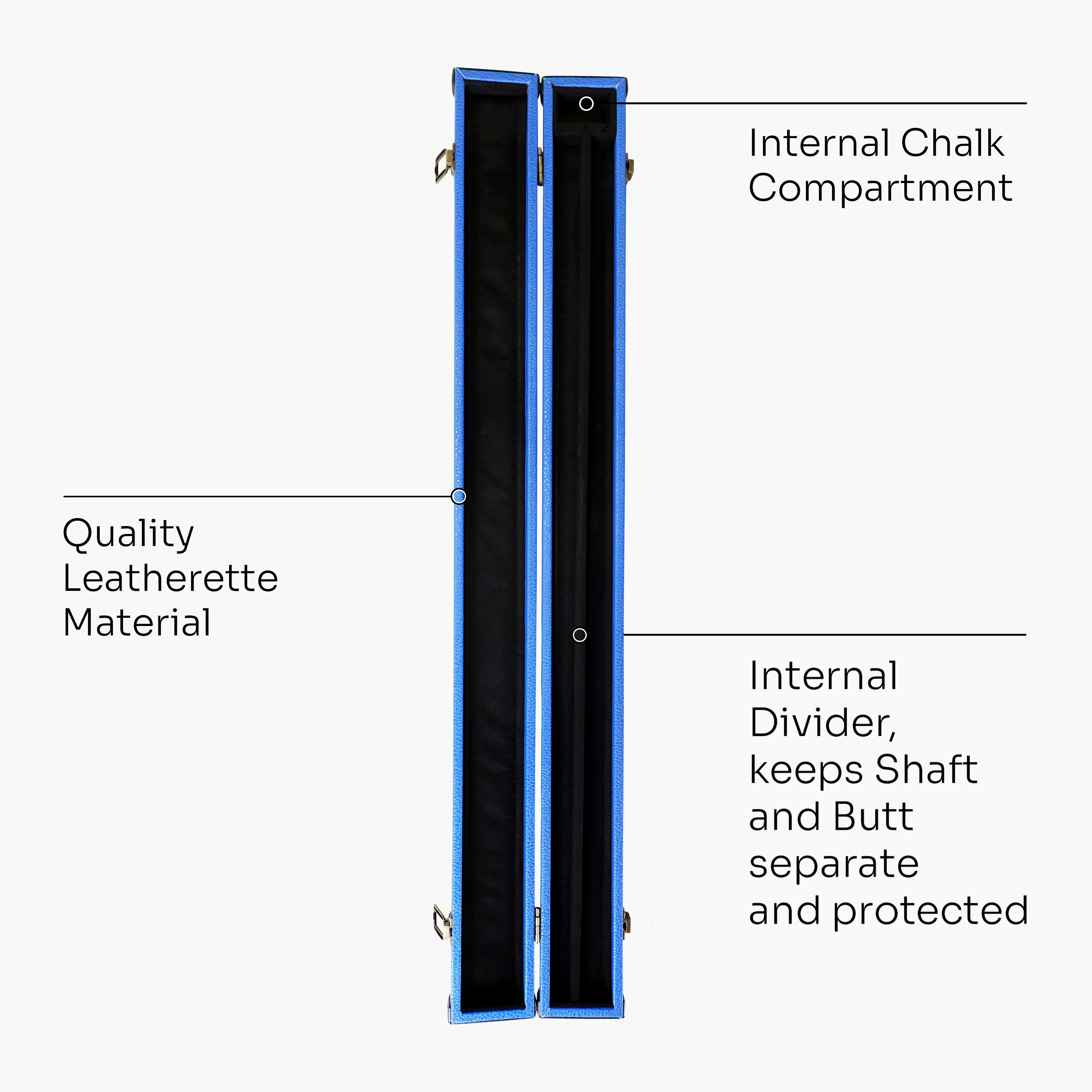 Royal blue luxury 2-piece cue case