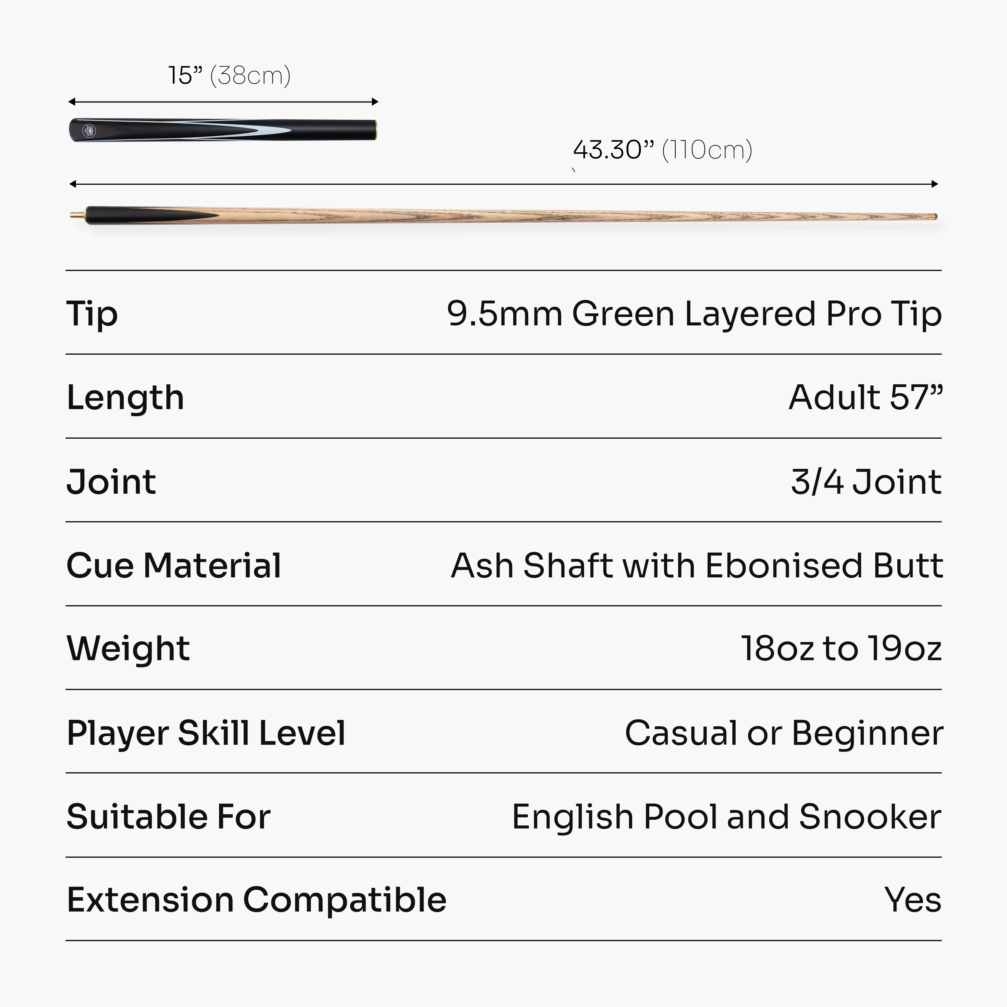 PRO147 Striker 3/4 cue and standard case set Cue + Case
