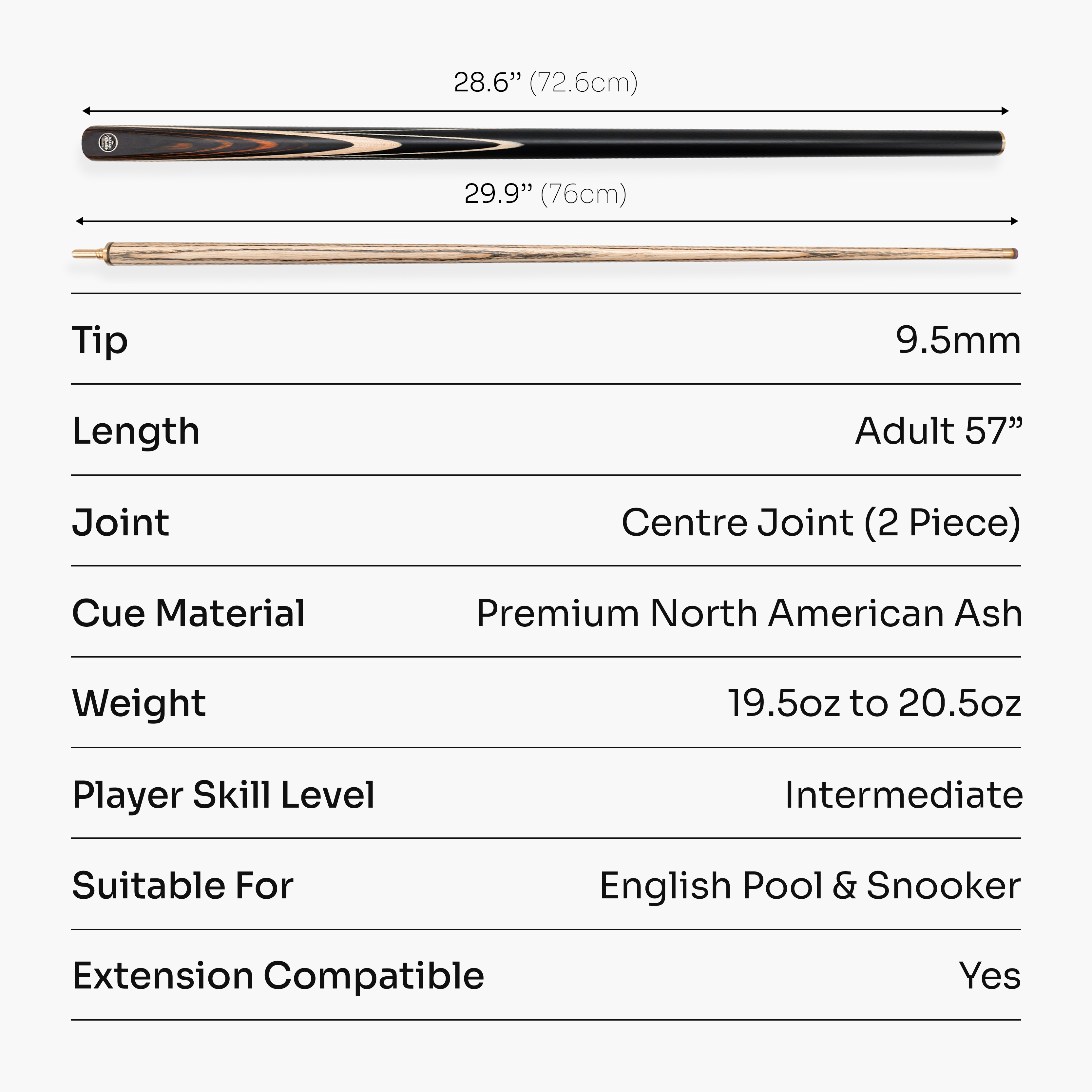 Baize Master Blackline Elite cue and case set Cue + Case