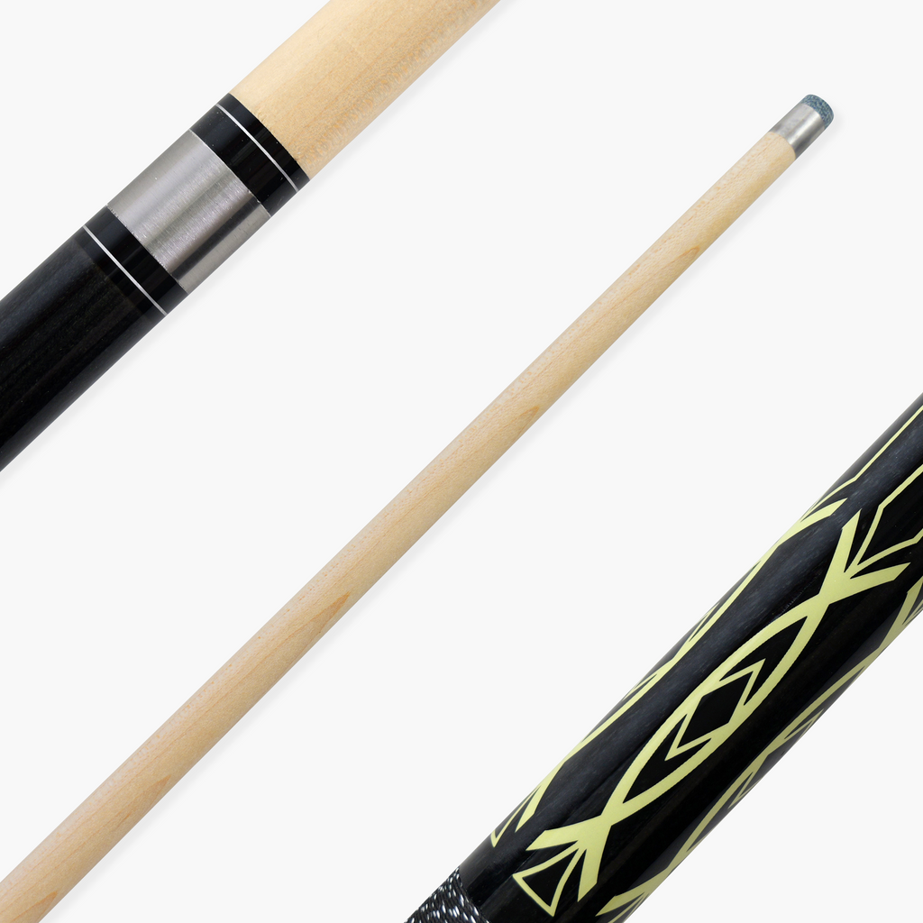 Jonny 8 Ball Geometric 57 Inch 2 Piece Snooker Pool Cue 10mm Tip Cue + Case