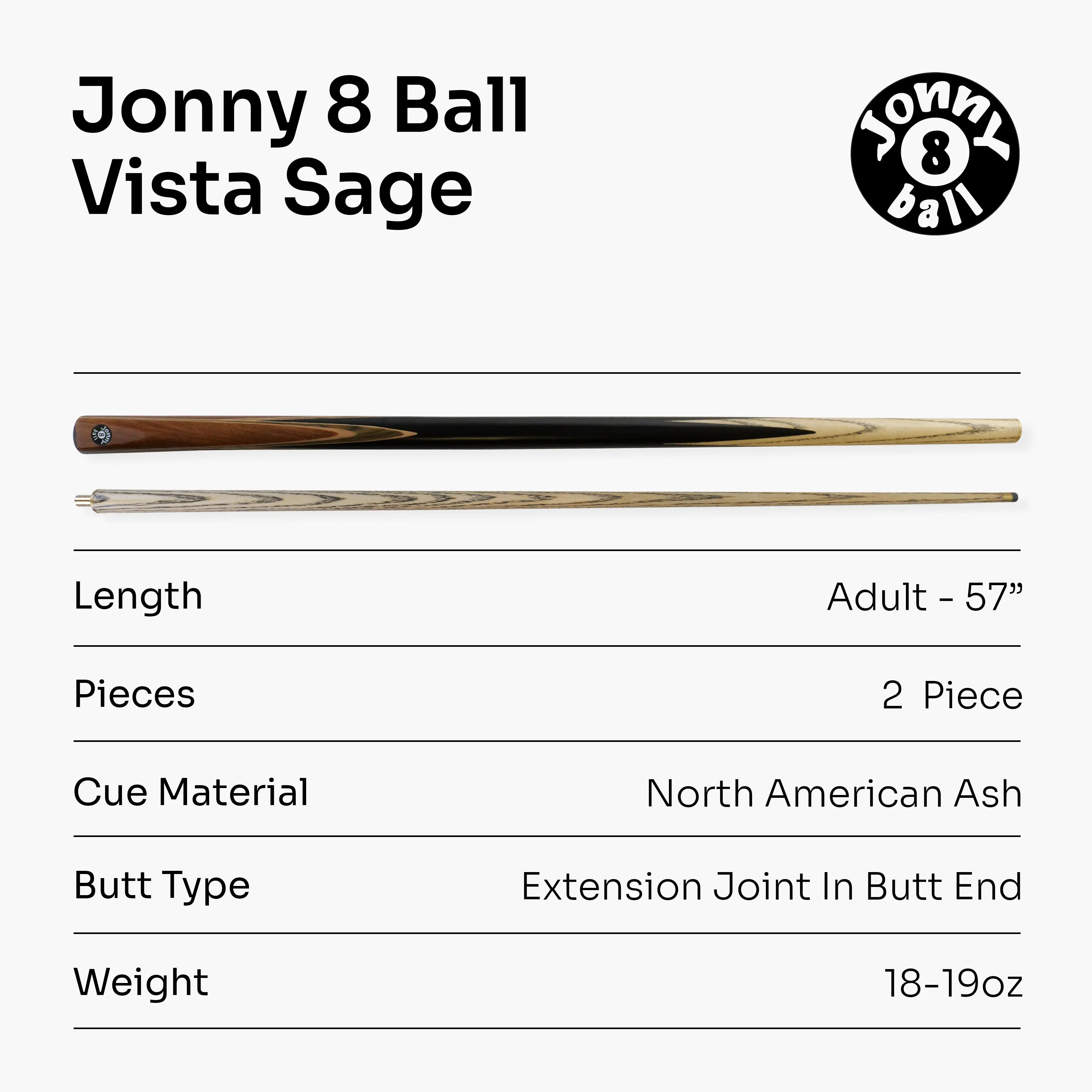 Jonny 8 Ball Vista 57-inch cue and case set Cue + Case