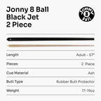 Jonny 8 Ball Black Jet Pro Precision cue and case set Cue + Case