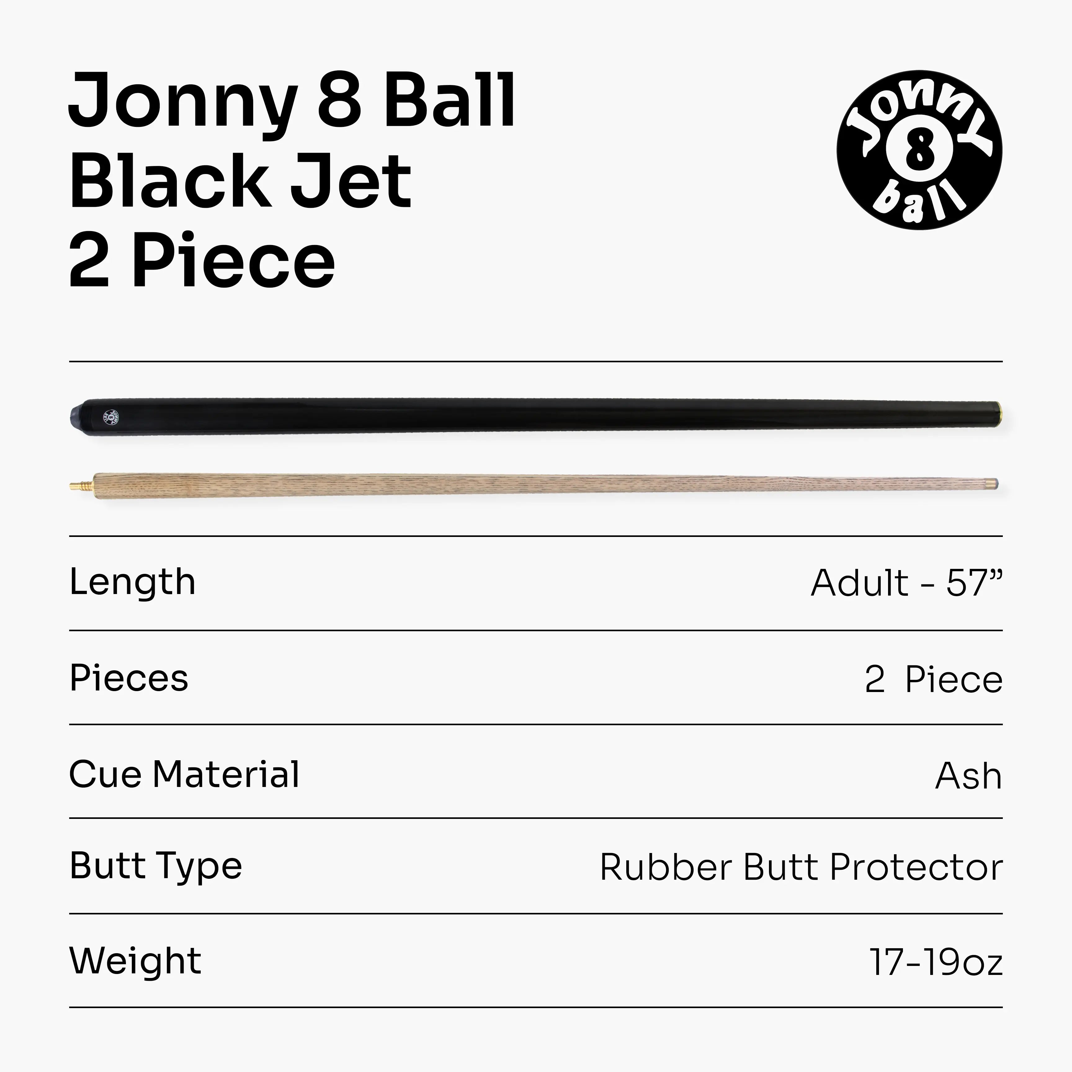 Jonny 8 Ball Black Jet Pro Precision cue and case set Cue + Case
