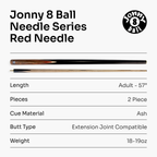 Jonny 8 Ball Needle 57-inch 2-piece pool cue Cue + Case