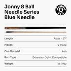Jonny 8 Ball Needle 57-inch cue and case set Cue + Case