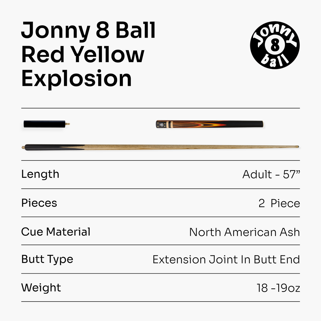 Jonny 8 Ball traditional 57-inch 3/4 cue with mini butt Cue + Case