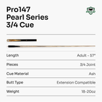 PRO147 Pearl Series White 57-inch 3/4 cue