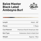 Baize Master Black Label 58-inch snooker cue
