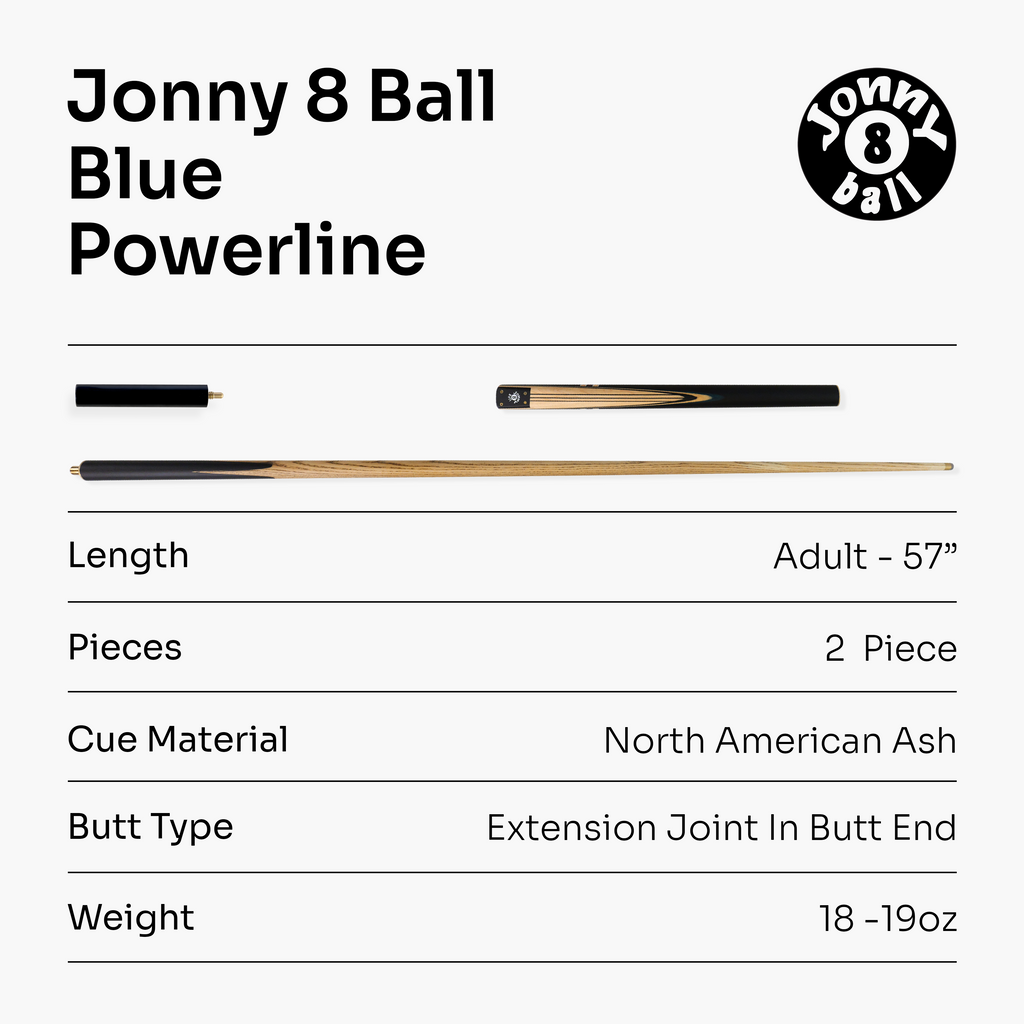 Jonny 8 Ball traditional 57-inch 3/4 cue with mini butt Cue + Case
