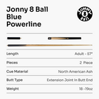 Jonny 8 Ball traditional 57-inch 3/4 cue with mini butt Cue + Case