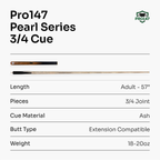 PRO147 Pearl Series Amboyna Burl 57-inch 3/4 cue