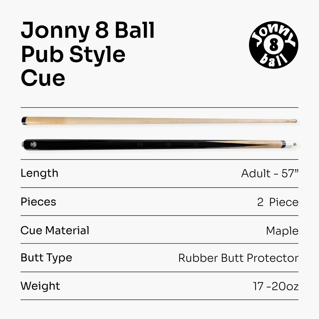 Jonny 8 Ball 57-inch pub-style 2-piece cue Cue + Case