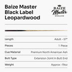 Baize Master Black Label 57-inch pool cue