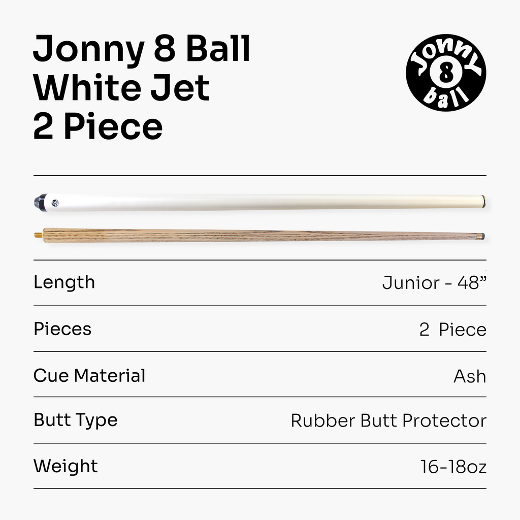 Jonny 8 Ball White Jet 48-inch junior cue Cue + Case