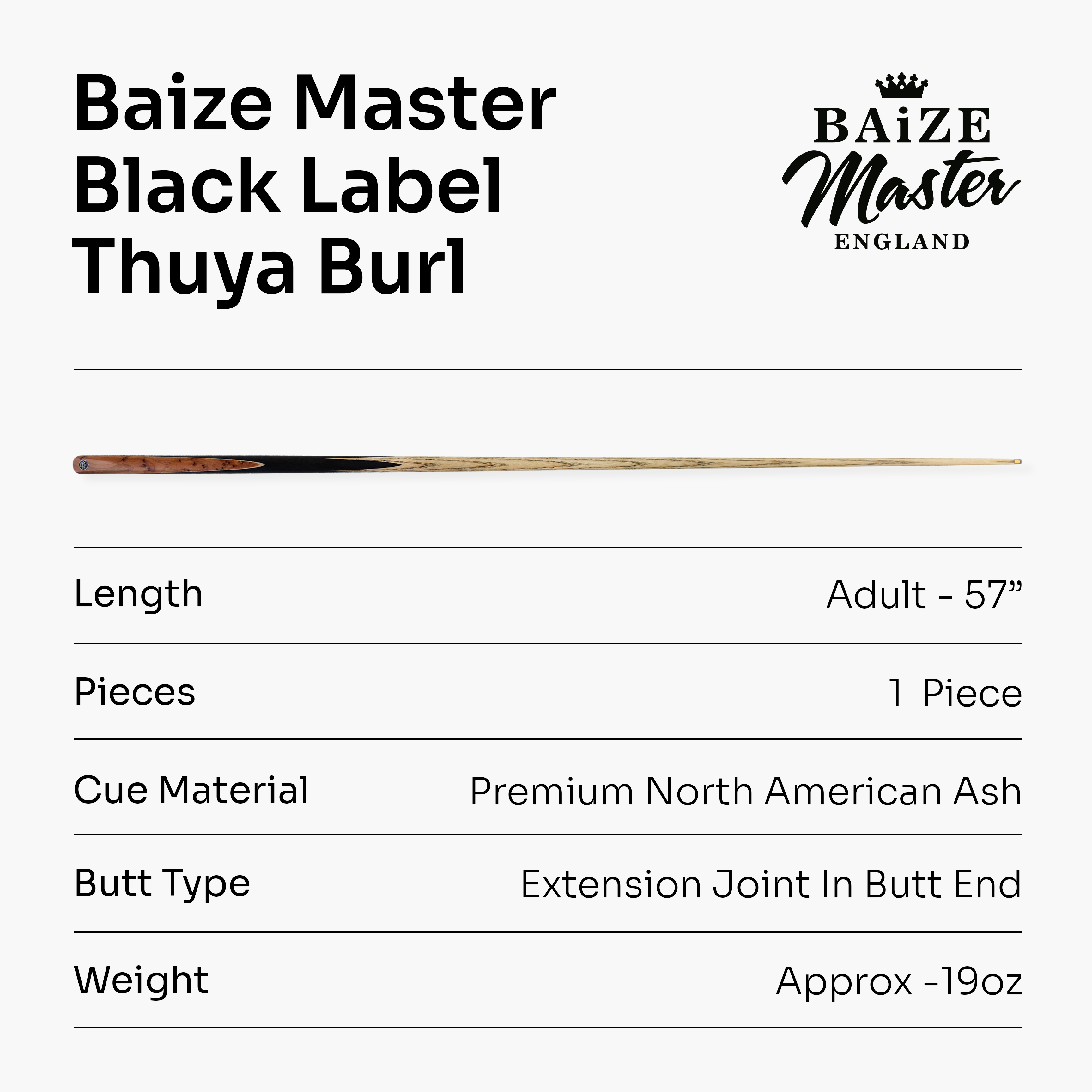 Baize Master Black Label 57-inch pool cue