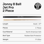 Jonny 8 Ball Black Jet-Pro 57-inch pool cue Cue + Case
