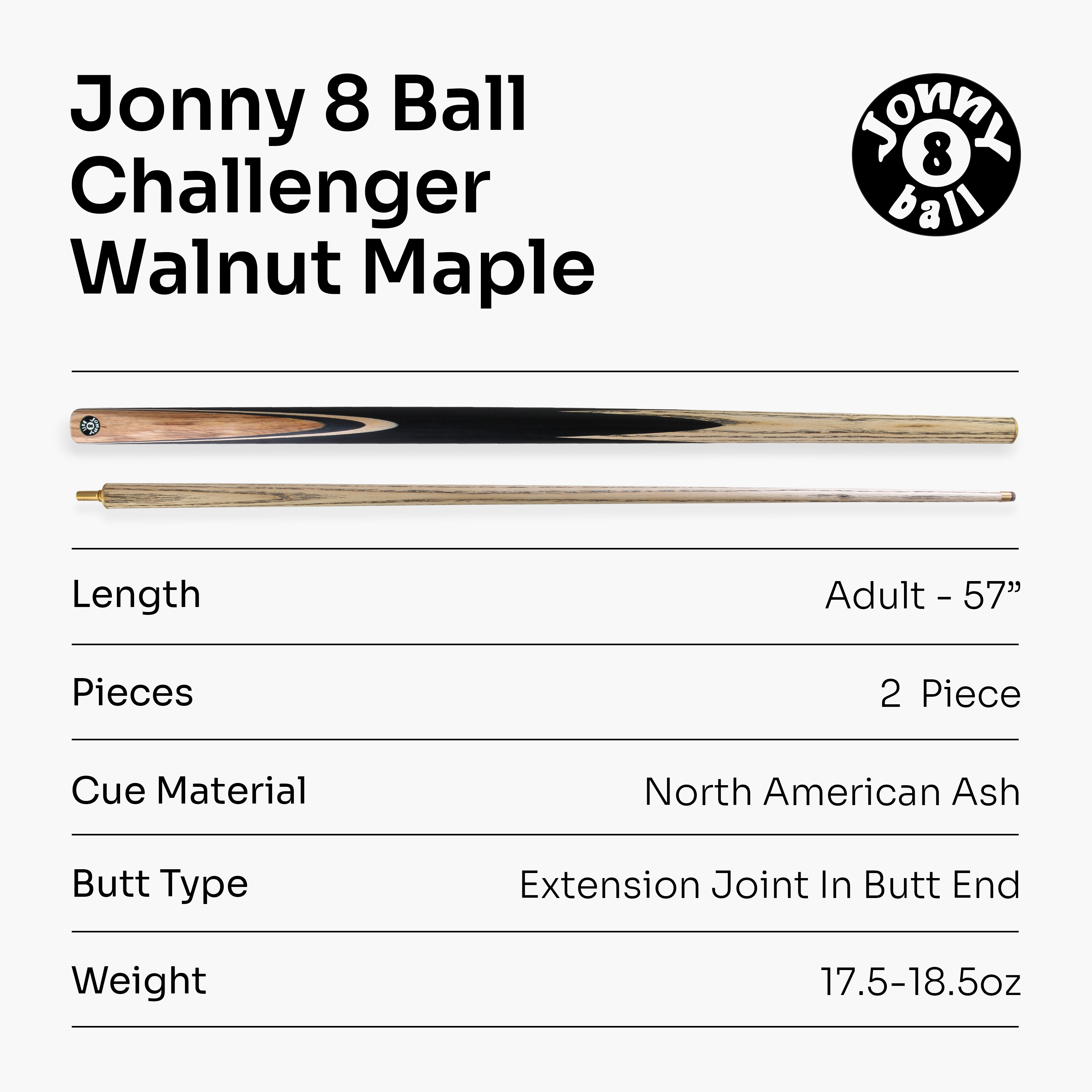 Jonny 8 Ball Challenger cue and hard case set Cue + Case