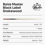 Baize Master Black Label 57-inch pool cue
