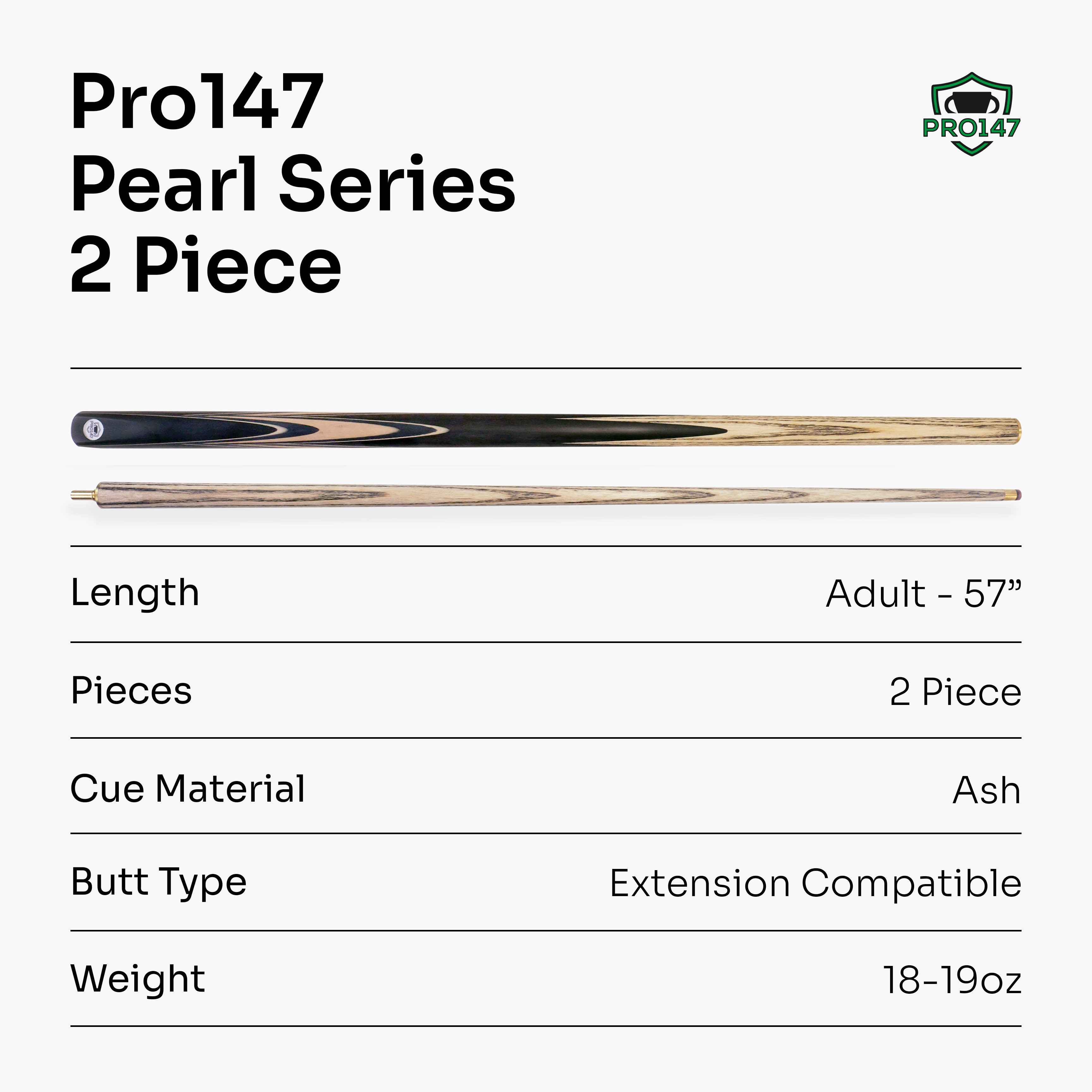 PRO147 Pearl Series Cream hand-spliced 57-inch cue