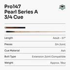 PRO147 Pearl Series Fire 57-inch 3/4 cue