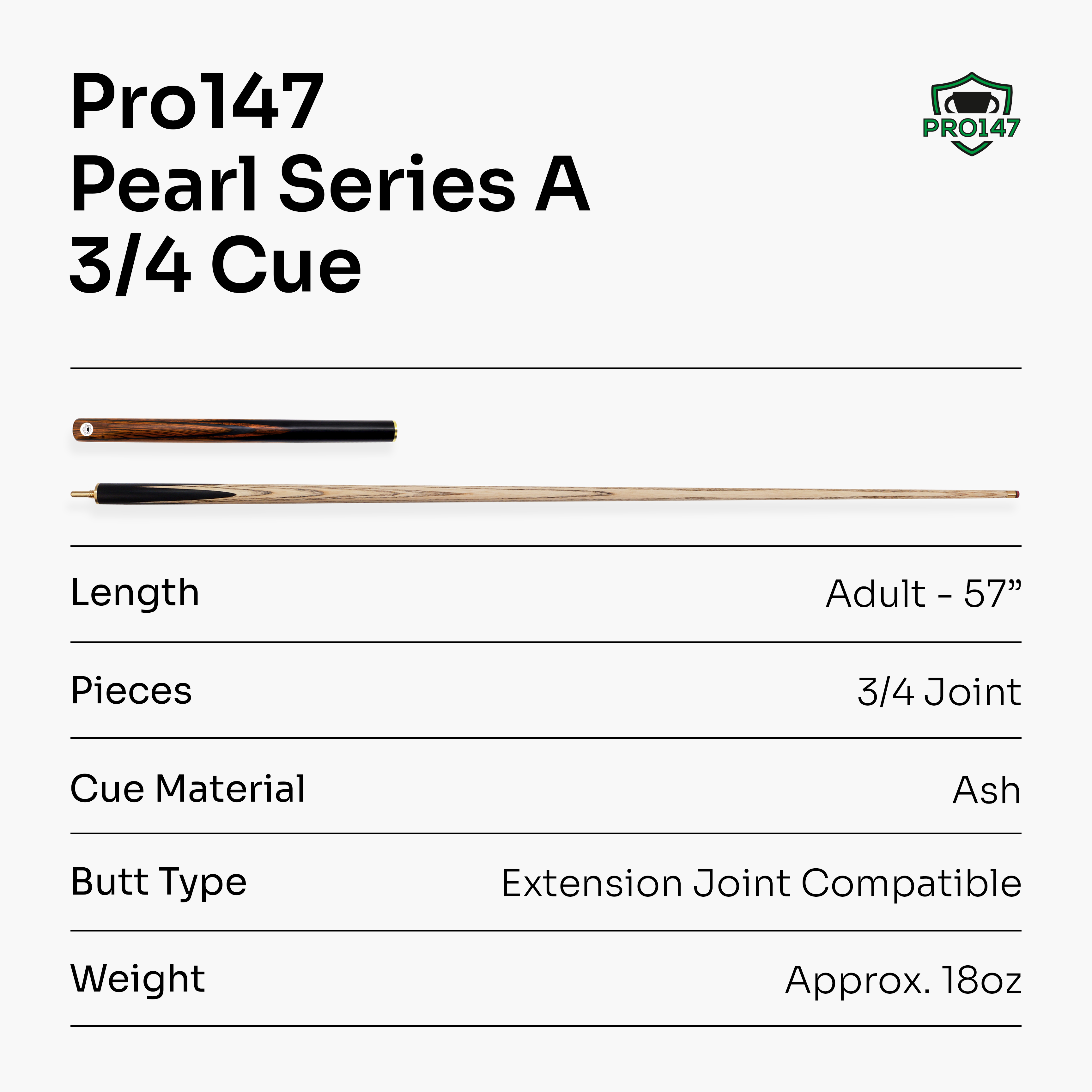 PRO147 Pearl Series Fire 57-inch 3/4 cue