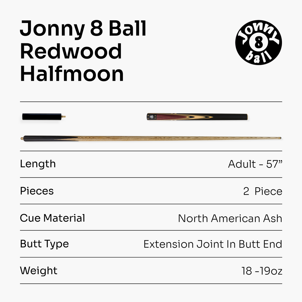 Jonny 8 Ball traditional 57-inch 3/4 cue with mini butt Cue + Case