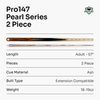 PRO147 Pearl Series Fire hand-spliced 57-inch cue