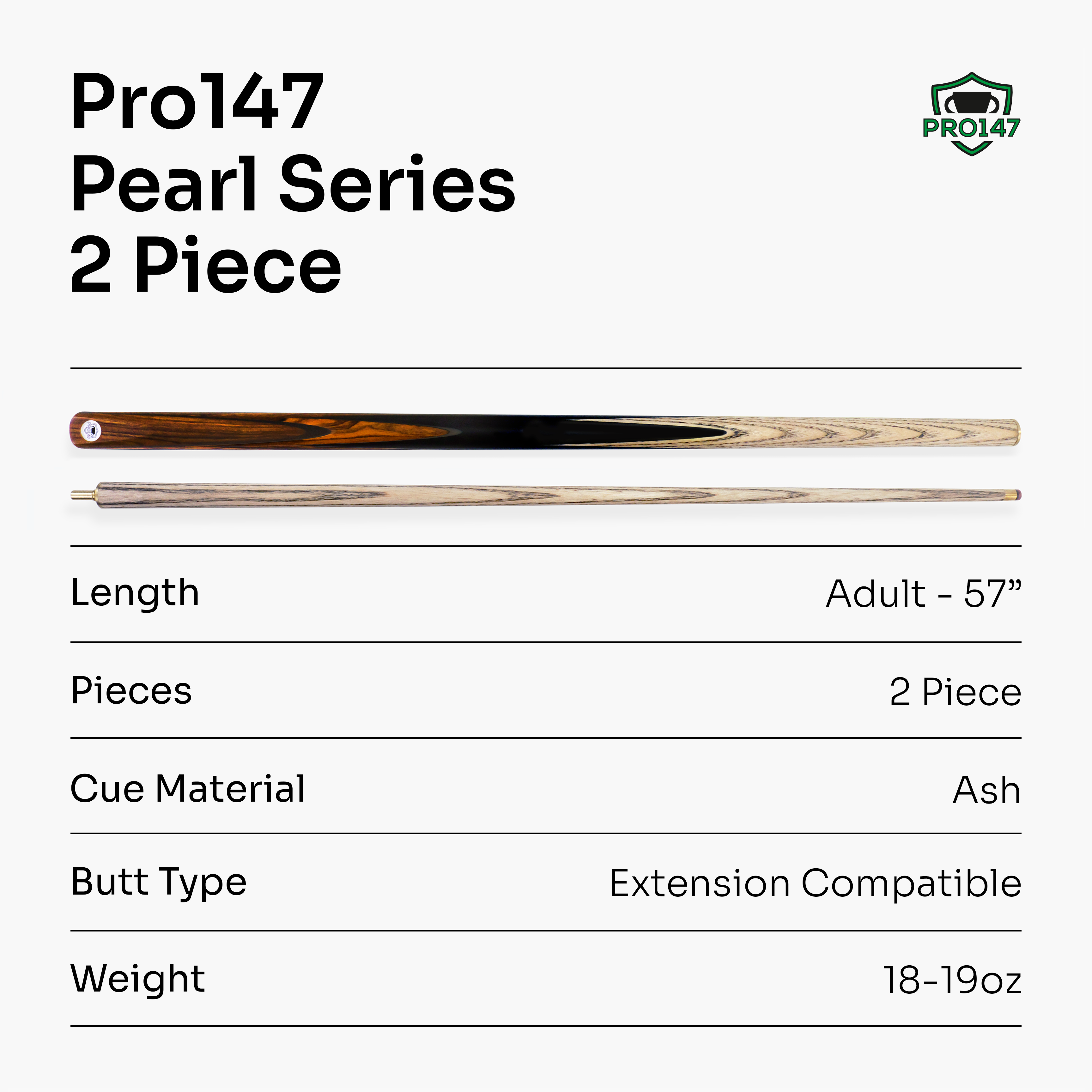 PRO147 Pearl Series Fire hand-spliced 57-inch cue