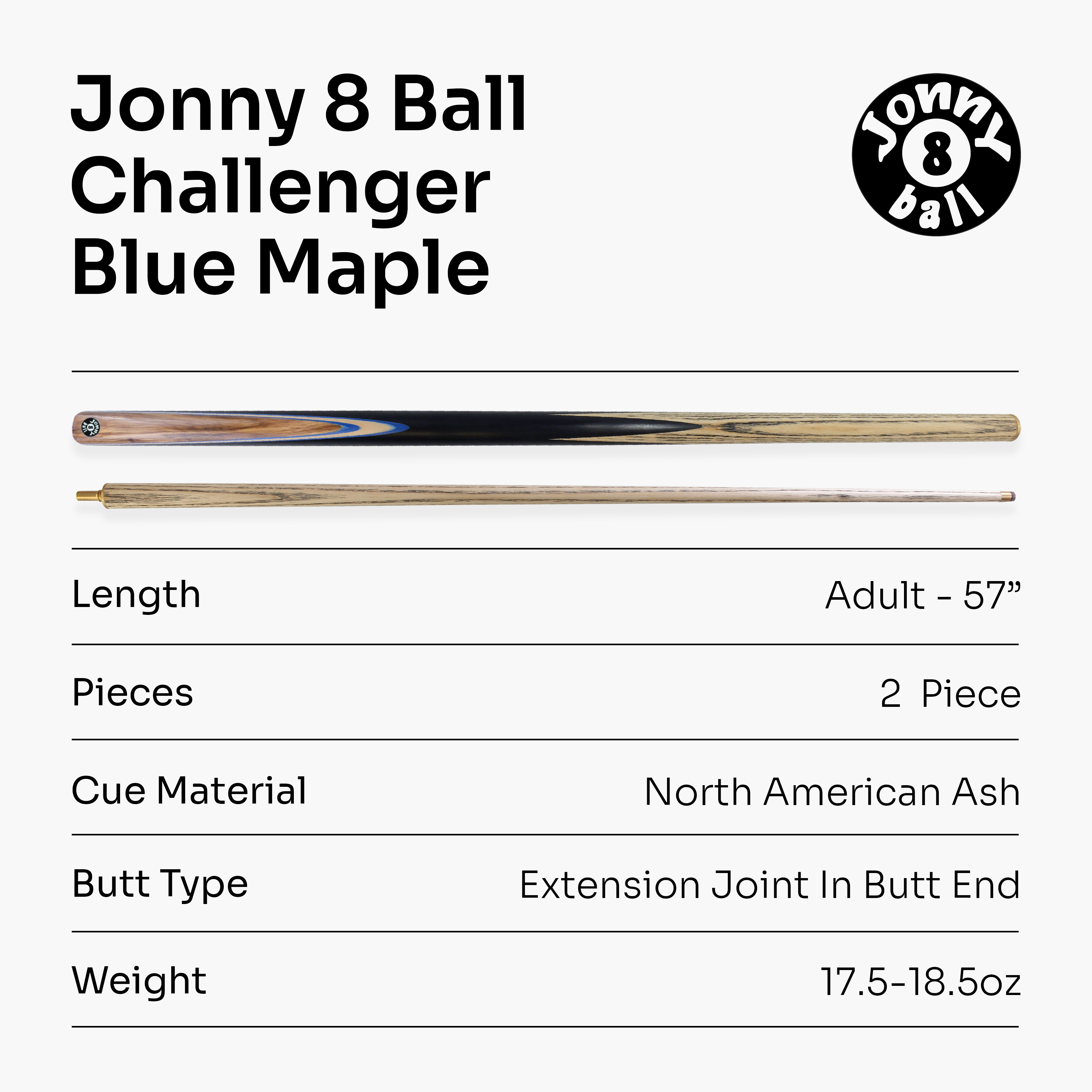 Jonny 8 Ball Challenger cue and hard case set Cue + Case