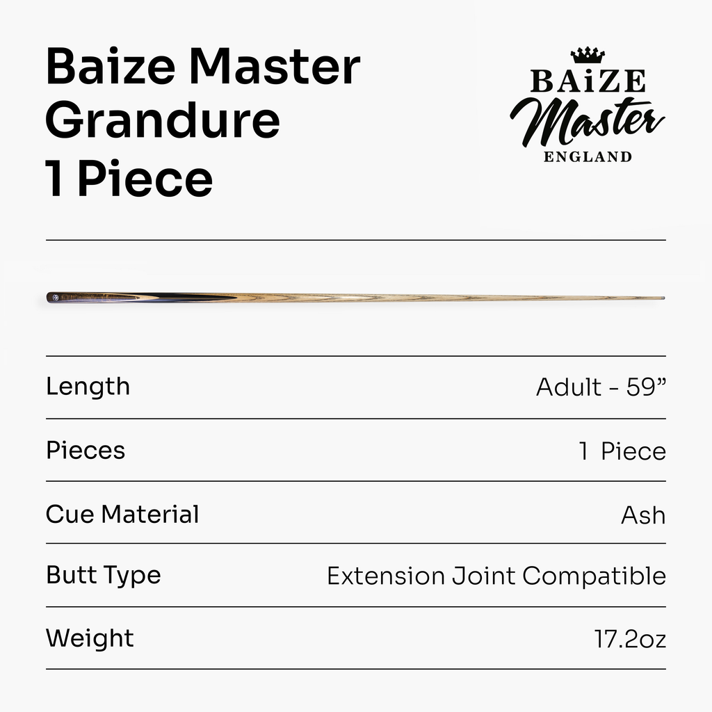 Baize Master Grandure #004 one-piece pool cue - 8mm tip Cue + Case