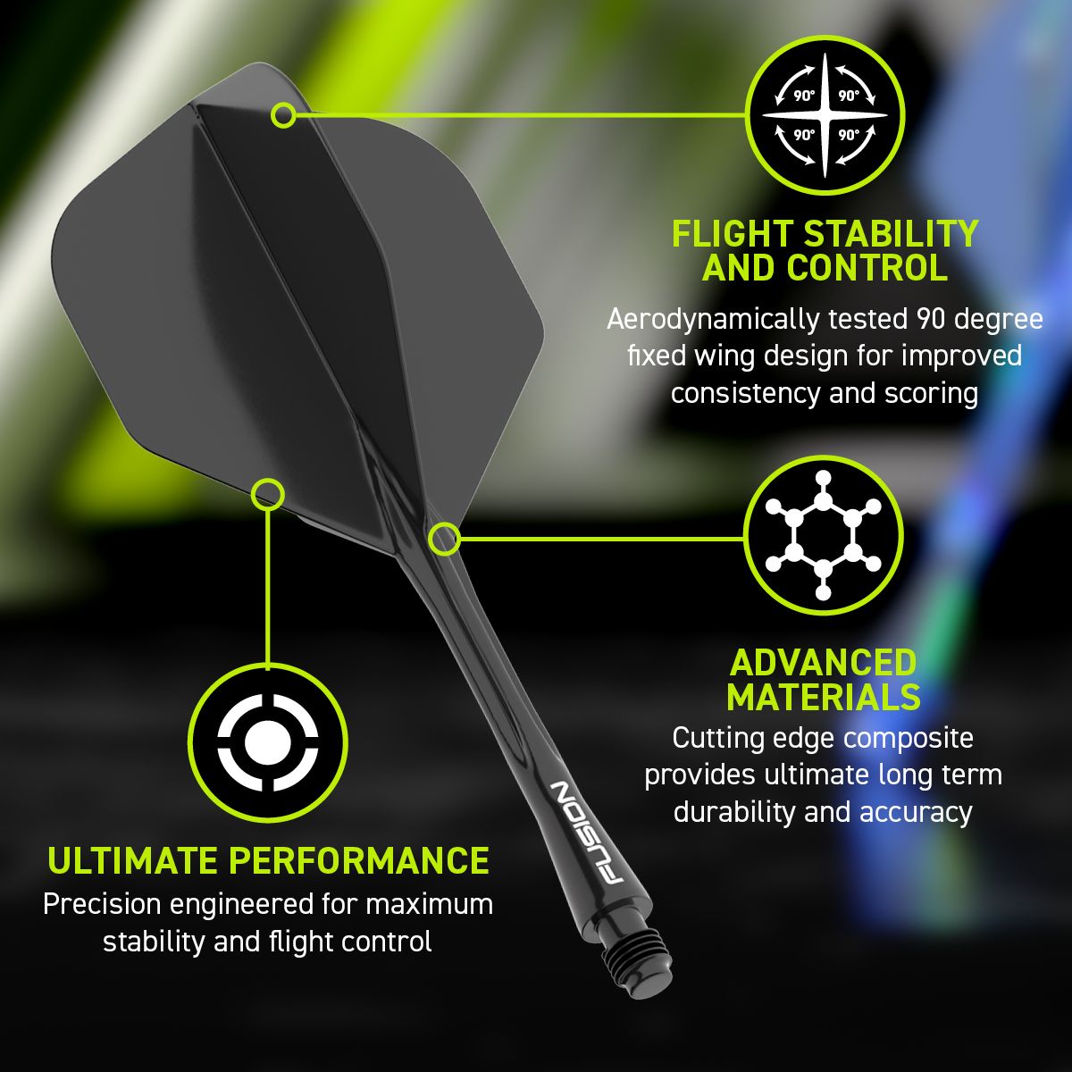 WINMAU Fusion Flight & Shaft Black #6 GW Darts