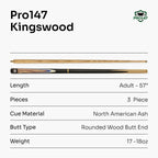 PRO147 Kingswood 57-inch 3-piece cue Cue + Case