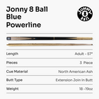 Jonny 8 Ball adjustable 57-inch 3-piece cue Cue + Case
