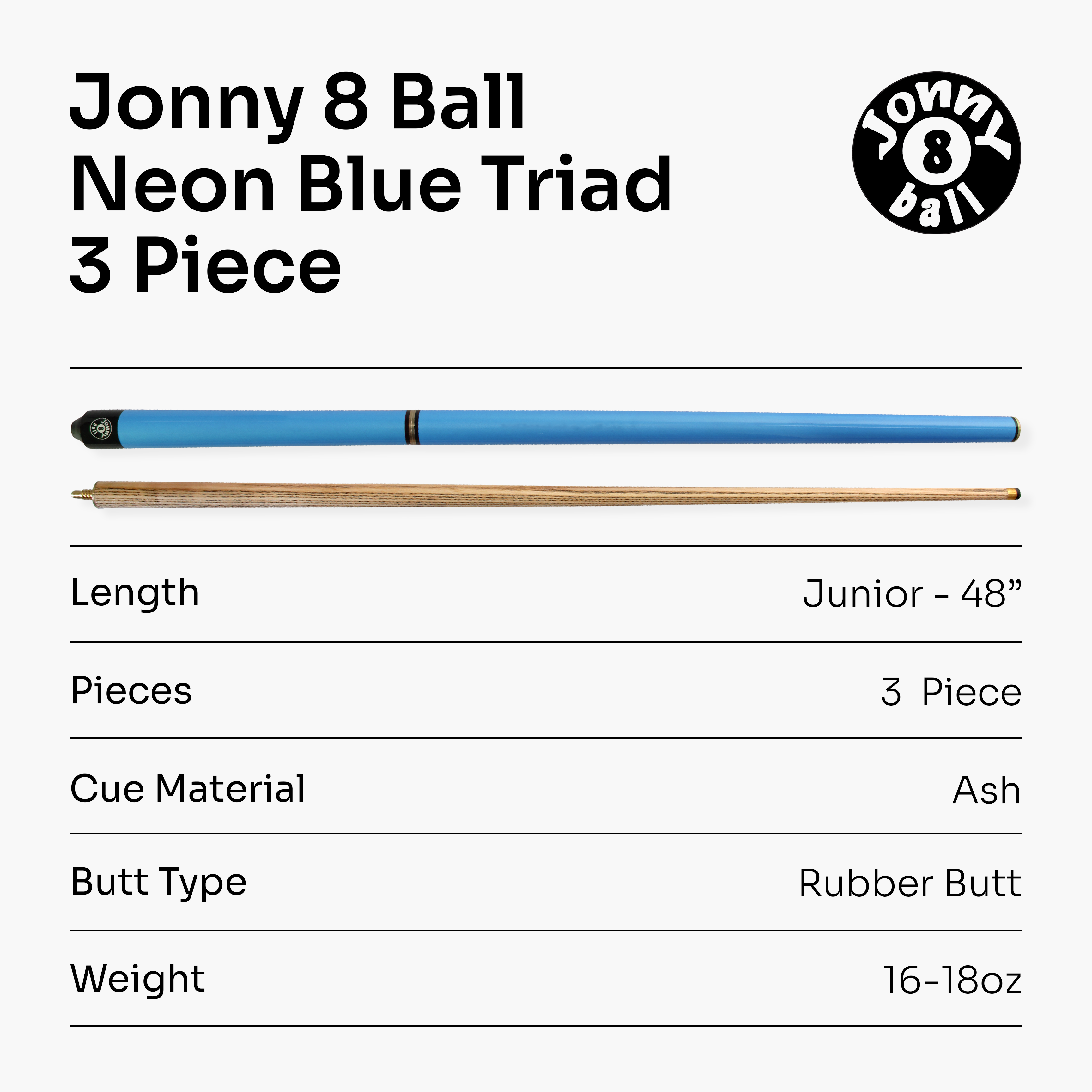 Jonny 8 Ball Triad 48-inch junior 3-piece cue Cue + Case
